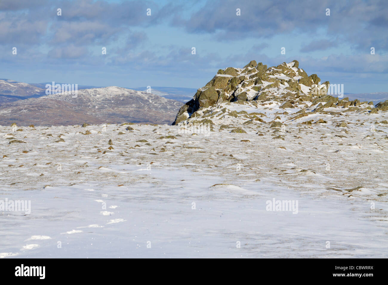 Ein Steinhaufen auf Cadair Idris Stockfoto