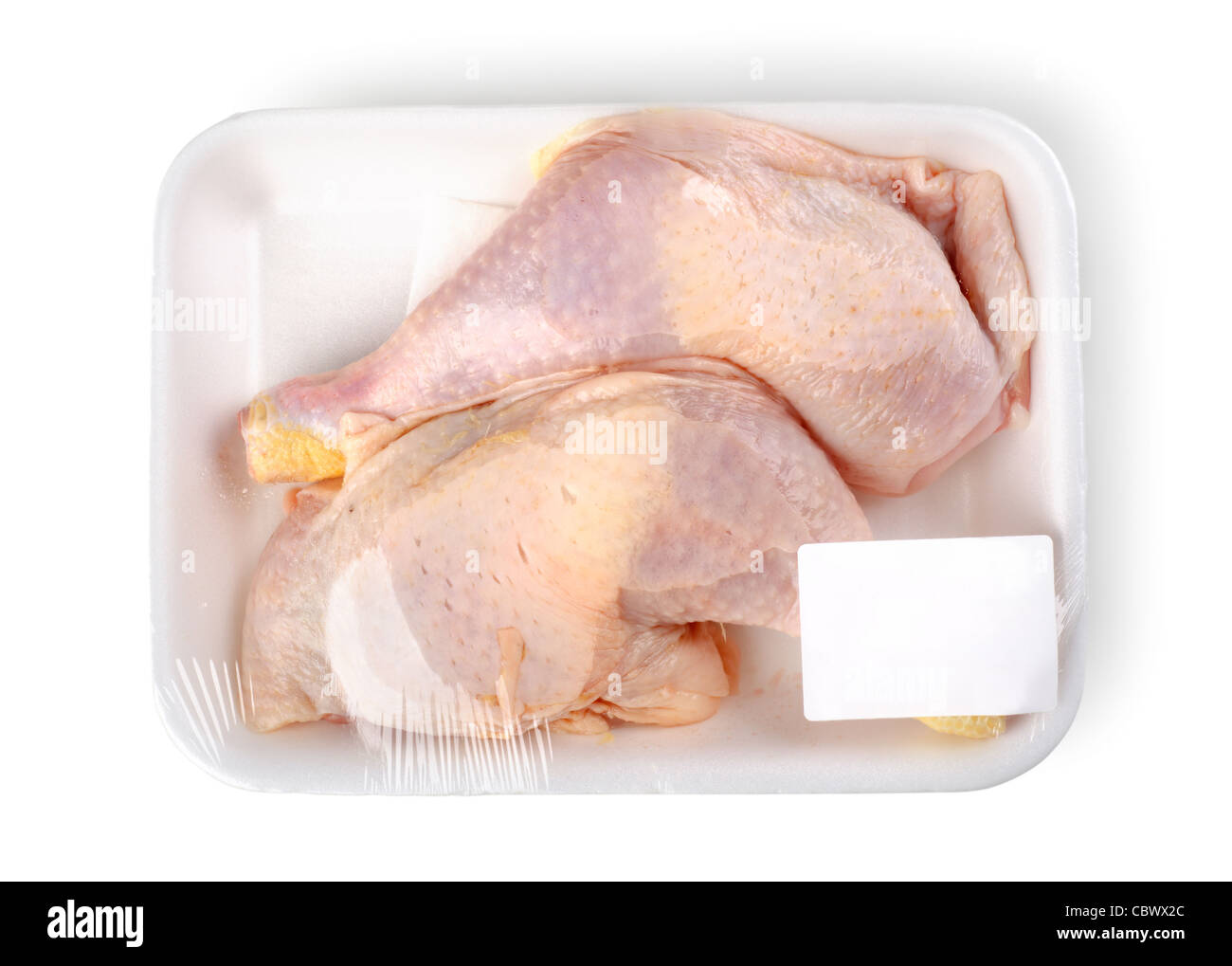 Hähnchen-Drumsticks isoliert auf einem weißen Hintergrund. Clipping-Pfad Stockfoto
