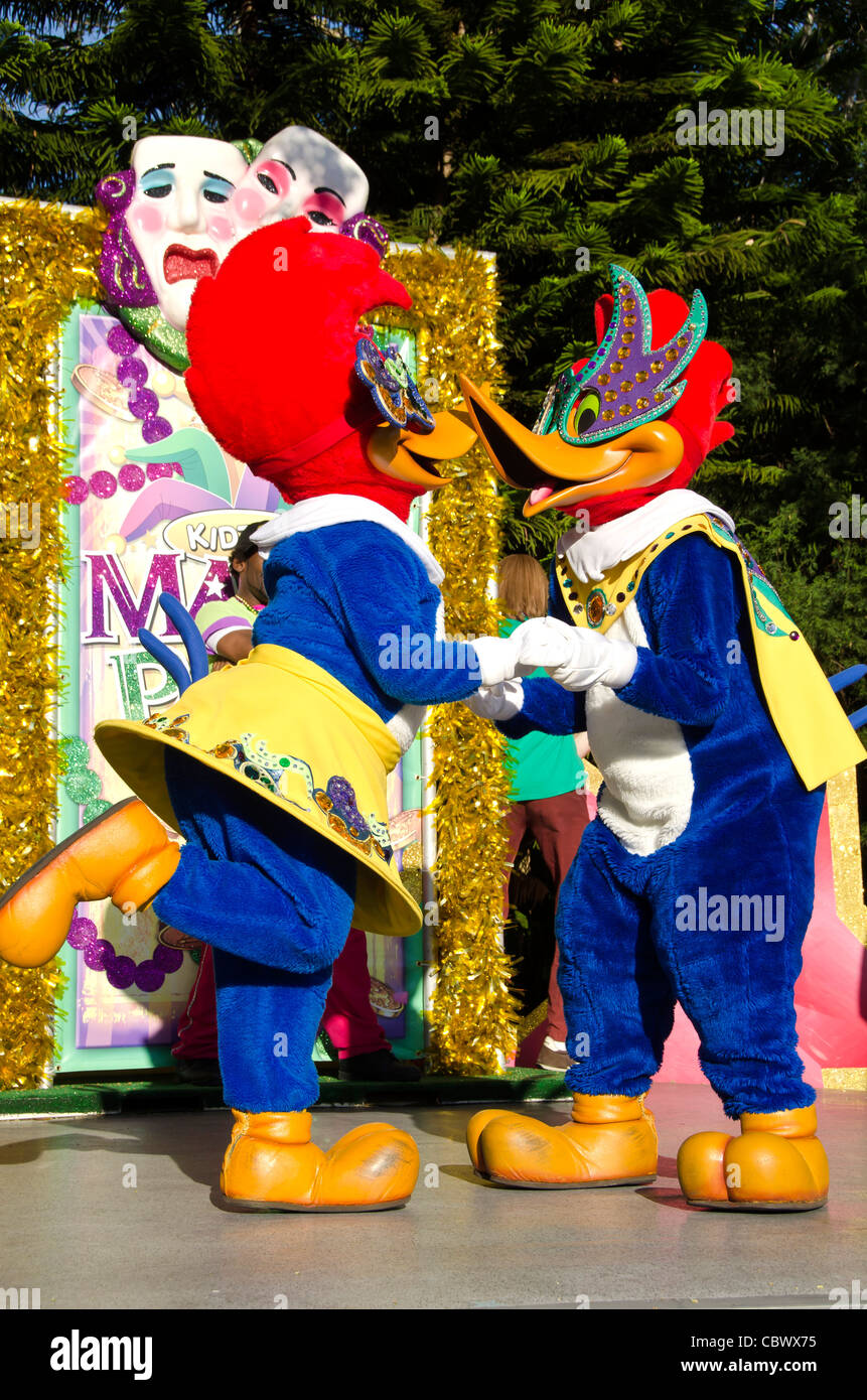 Woody Woodpecker in Karneval Bühnenshow bei Universal Studios Orlando Florida Stockfoto