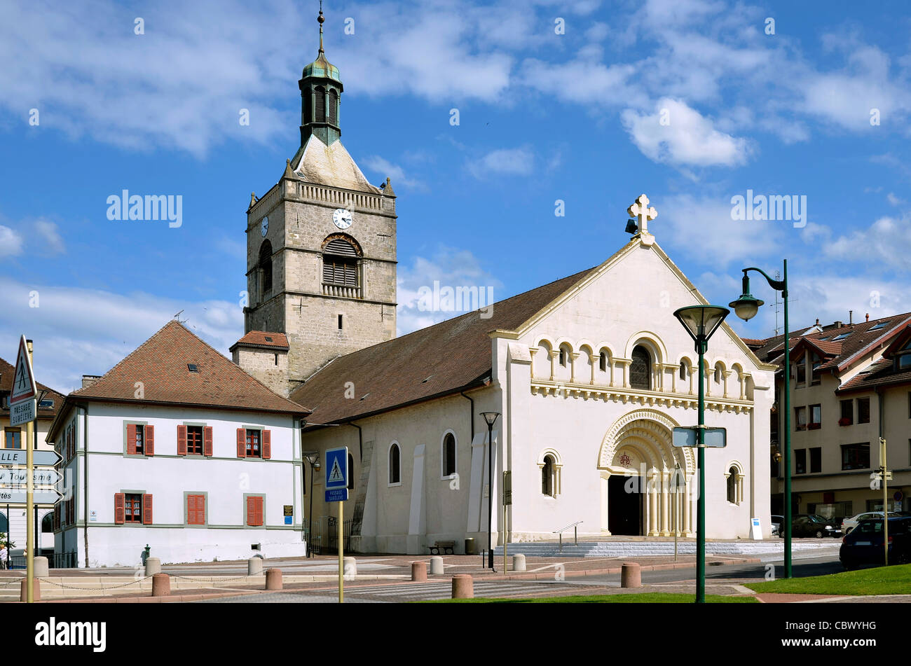 Evian-Les-Bains am Ufer des Genfer Sees im Osten Frankreichs, Gemeinde im Département Haute-Savoie Assomption Kirche Stockfoto
