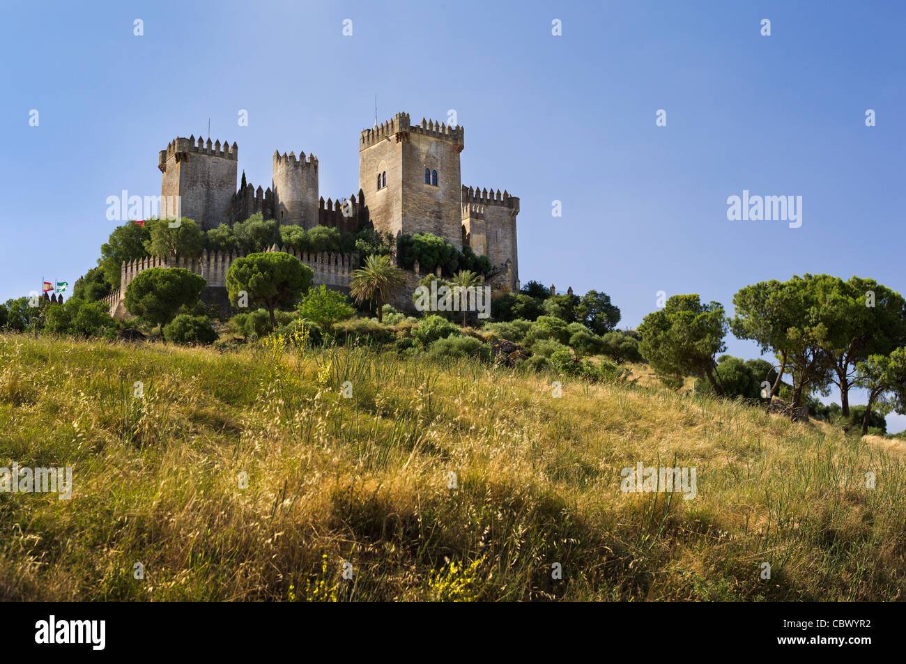 PANORAMA ALMODOVAR DEL RIO ANDALUSIEN SPANIEN Stockfoto