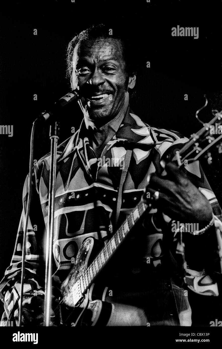 Rock ' n ' Roll Legende Chuck Berry spielt in Norrviken in Båstad Schweden im Juli 1987 Stockfoto