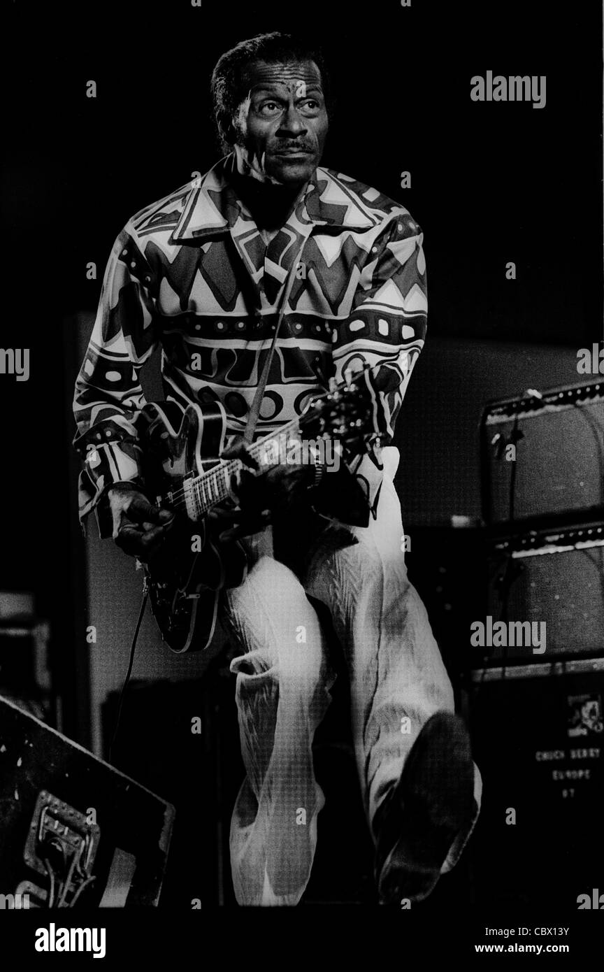 Rock ' n ' Roll Legende Chuck Berry spielt in Norrviken in Båstad Schweden im Juli 1987 Stockfoto