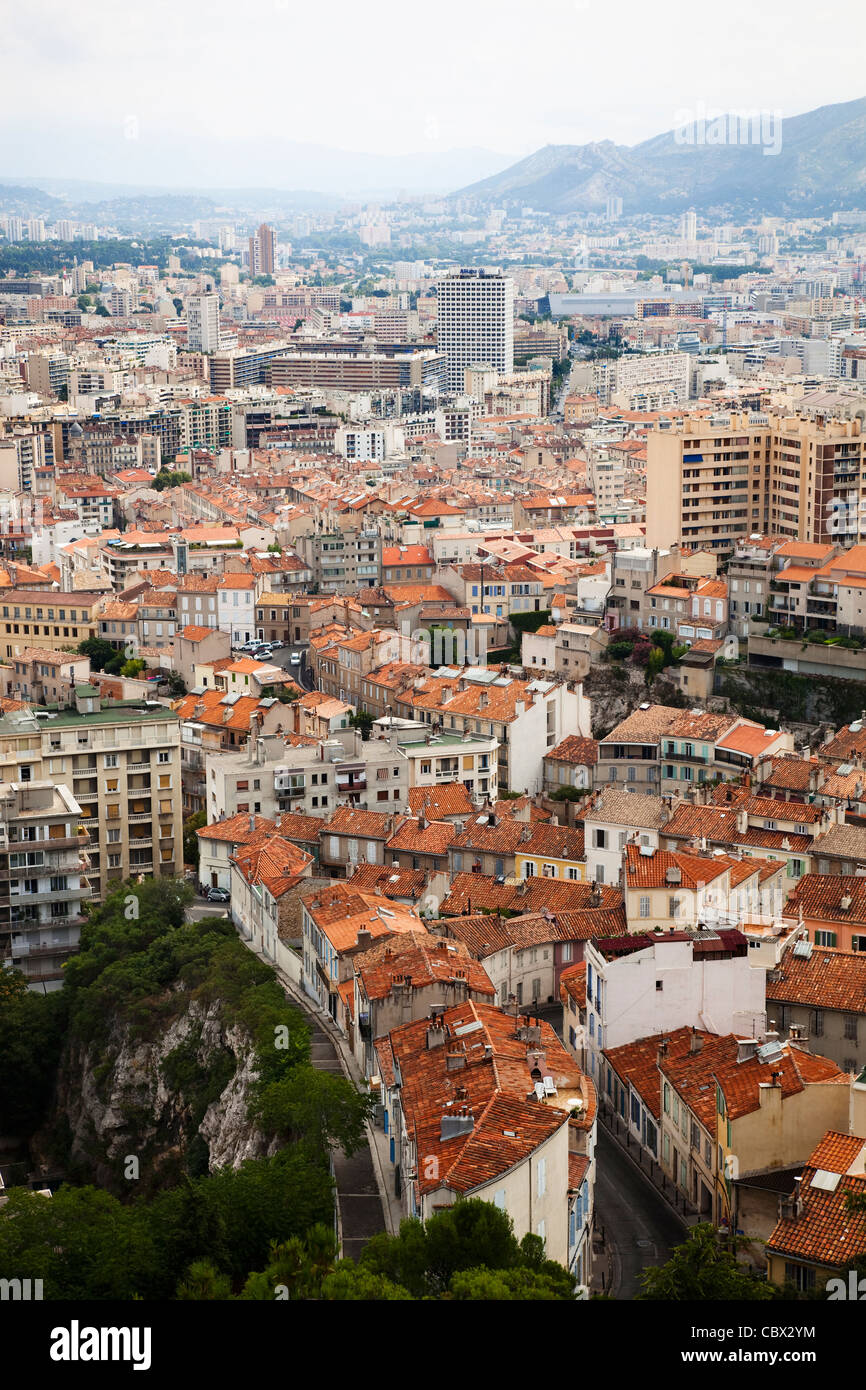 Ansicht von Marseille (Francia) aus der Höhe Stockfoto