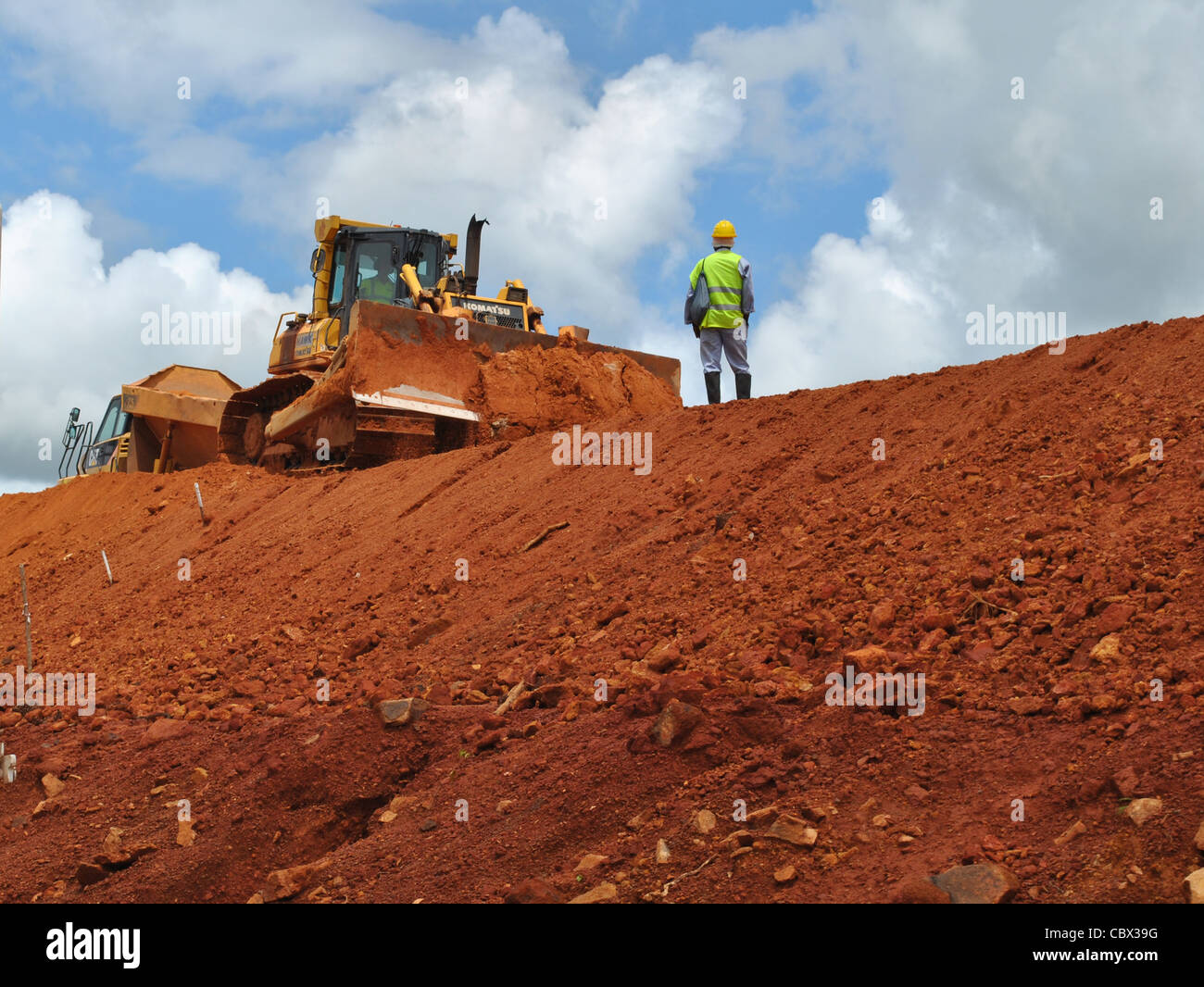 African Minerals Ltd Bau einer Eisenbahnlinie in der Nähe von Makeni, Sierra Leone Stockfoto