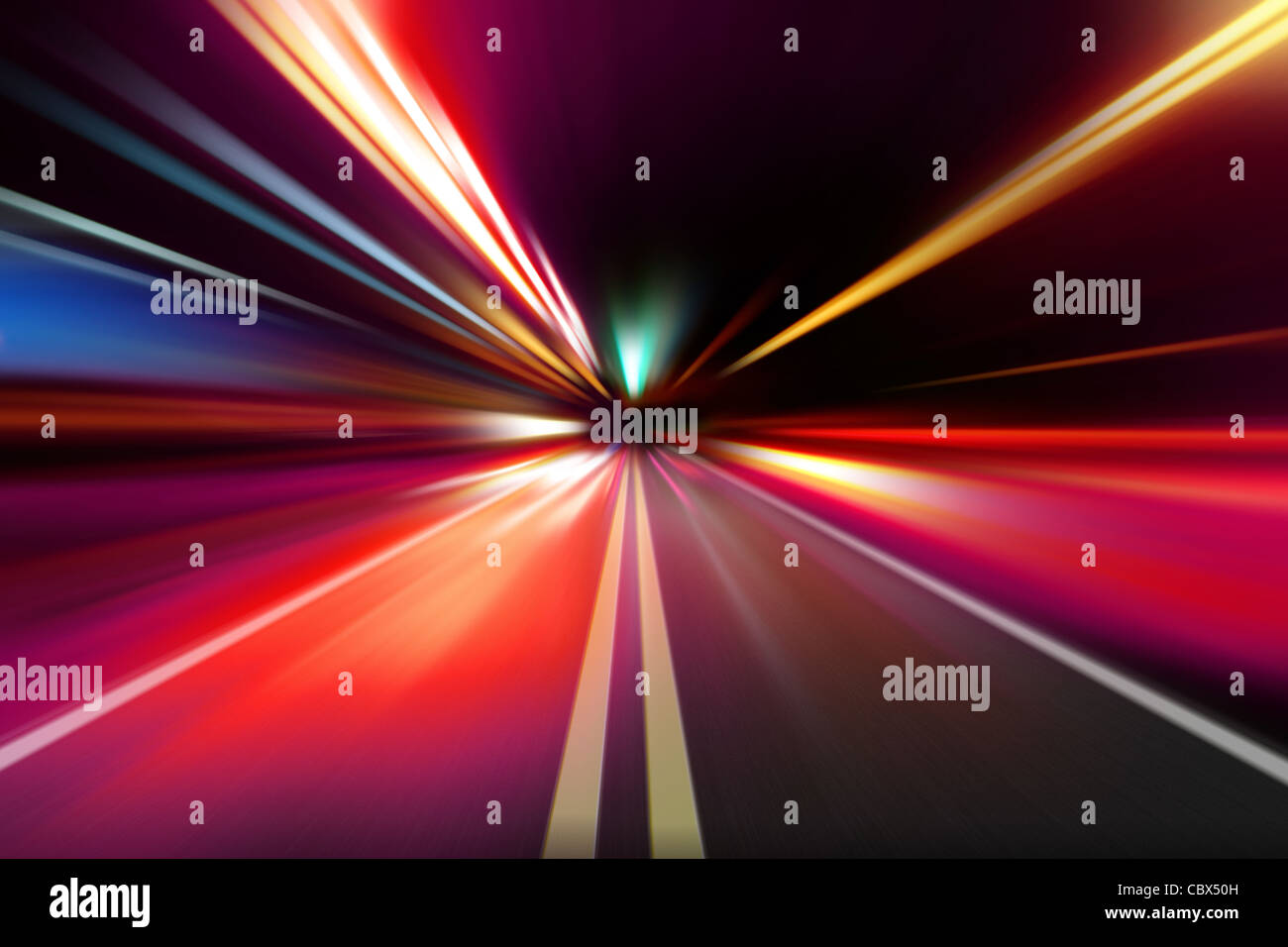 abstrakte Nacht Beschleunigung Geschwindigkeit Bewegung Stockfoto