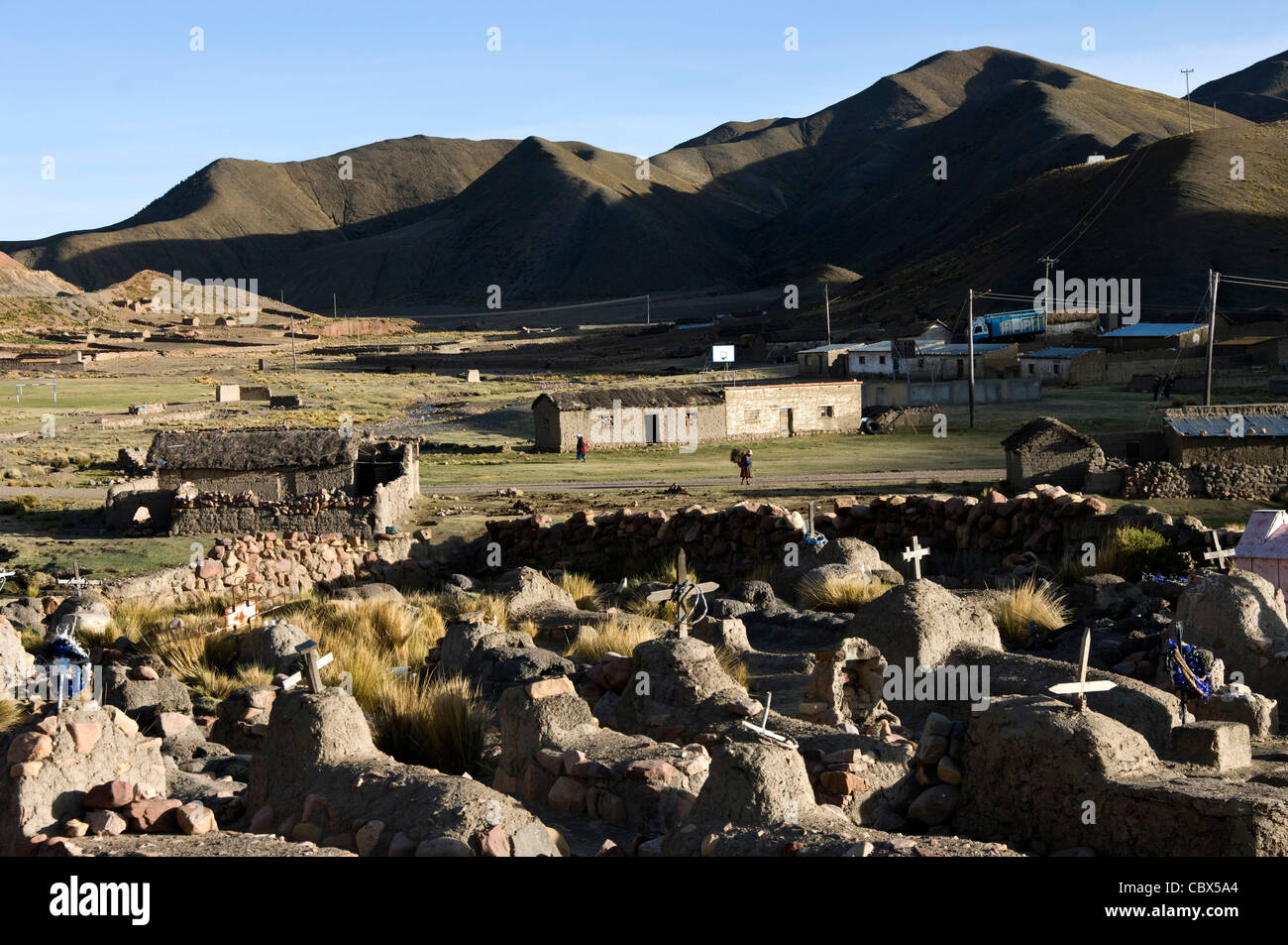 Bolivien. Oruro-Abteilung. Huaylluma Stadt. Stockfoto