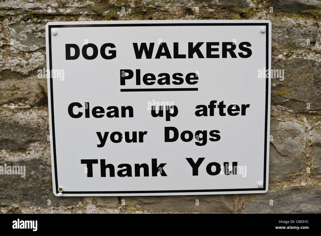 Hundewiesen Zeichen auf Offa es Dyke Fußweg in Hay-on-Wye Powys Wales UK Stockfoto