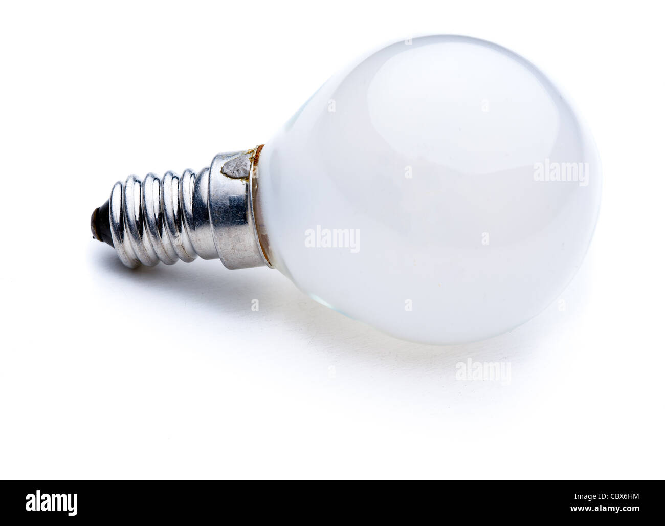 Glühbirne, die isoliert auf weißem Hintergrund Stockfoto