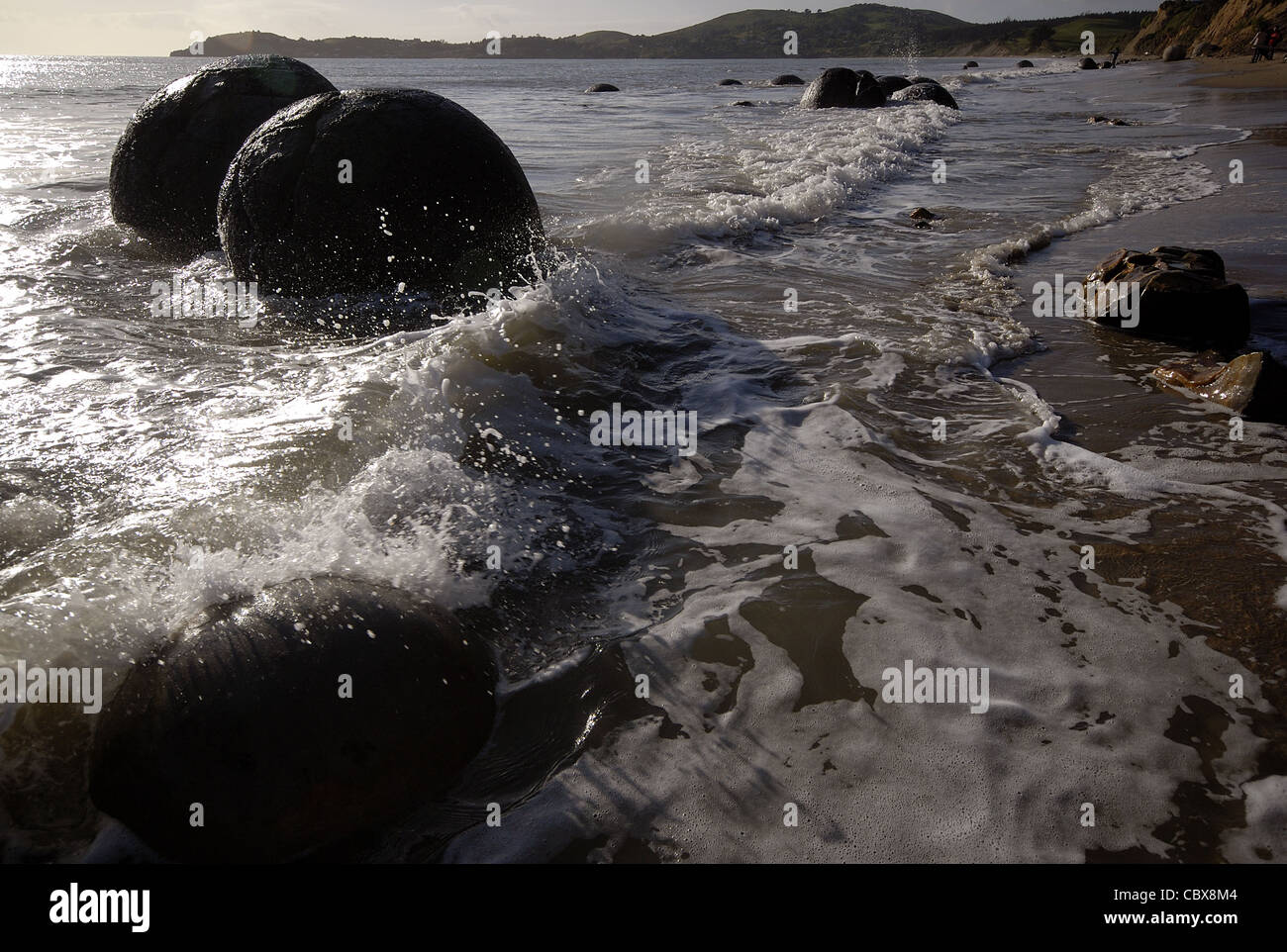 Die Moeraki Boulders in Neuseeland Stockfoto