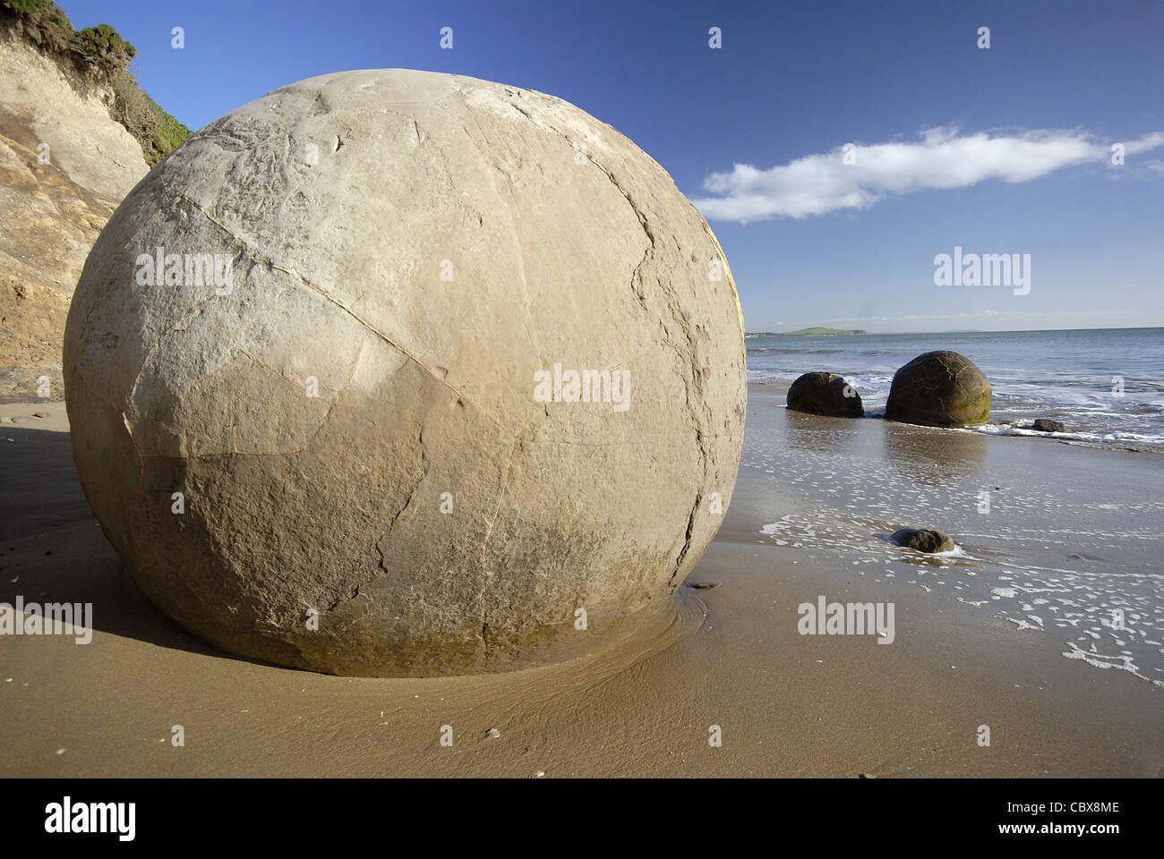 Die Moeraki Boulders in Neuseeland Stockfoto