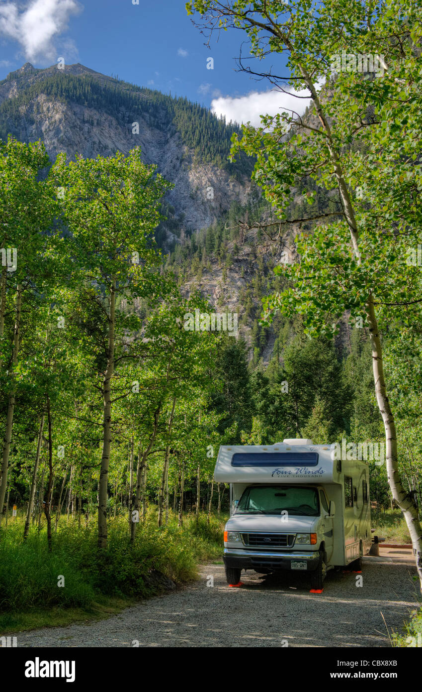 Kaskade Campingplatz San Isabel National Forest, Chaffee County, Colorado Stockfoto