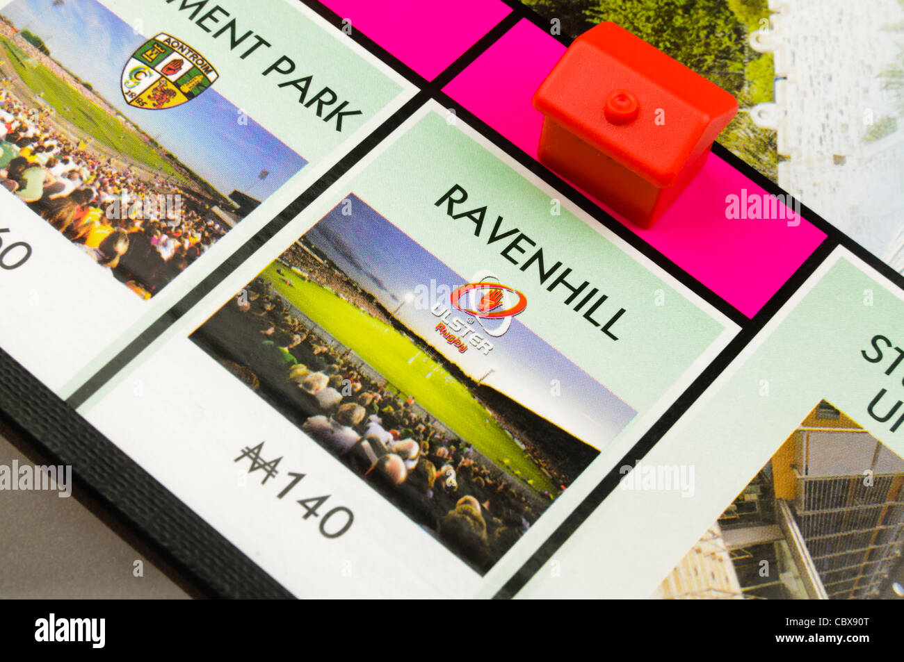 Belfast-Monopol: Bau eines Hotels auf Ravenhill Rugby Ground Stockfoto