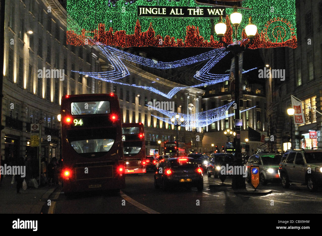 2011 London-Regent Street Weihnachtsbeleuchtung, UK. Stockfoto