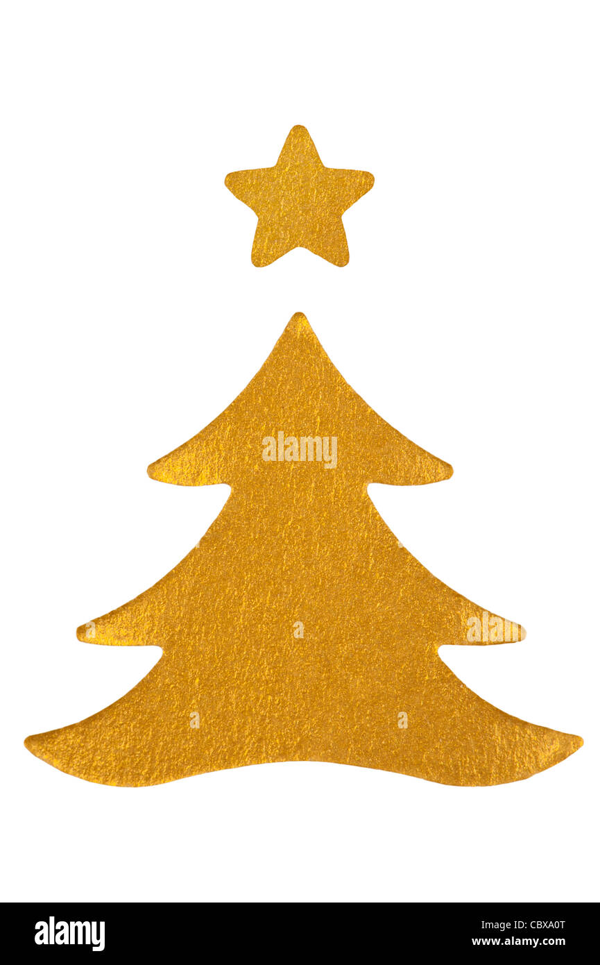 Goldenen Papier Weihnachtsbaum mit einem Stern über der Oberseite Stockfoto