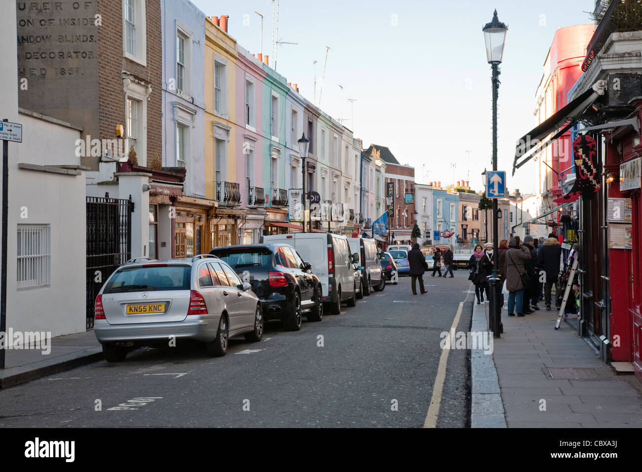 Blick entlang der Portebello Road, London, Uk Stockfoto