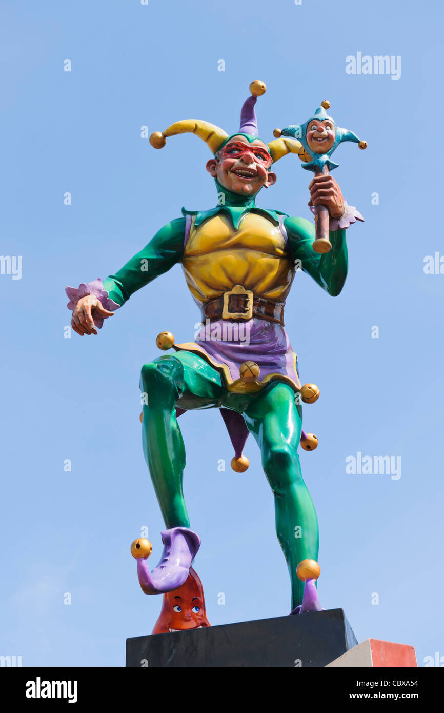 Bunte Jester Statue, New Orleans Stockfoto