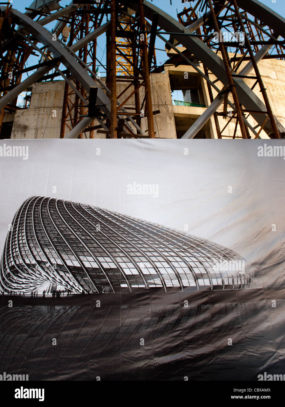 Beijing, Baustelle des Phoenix International Media Center. Stockfoto