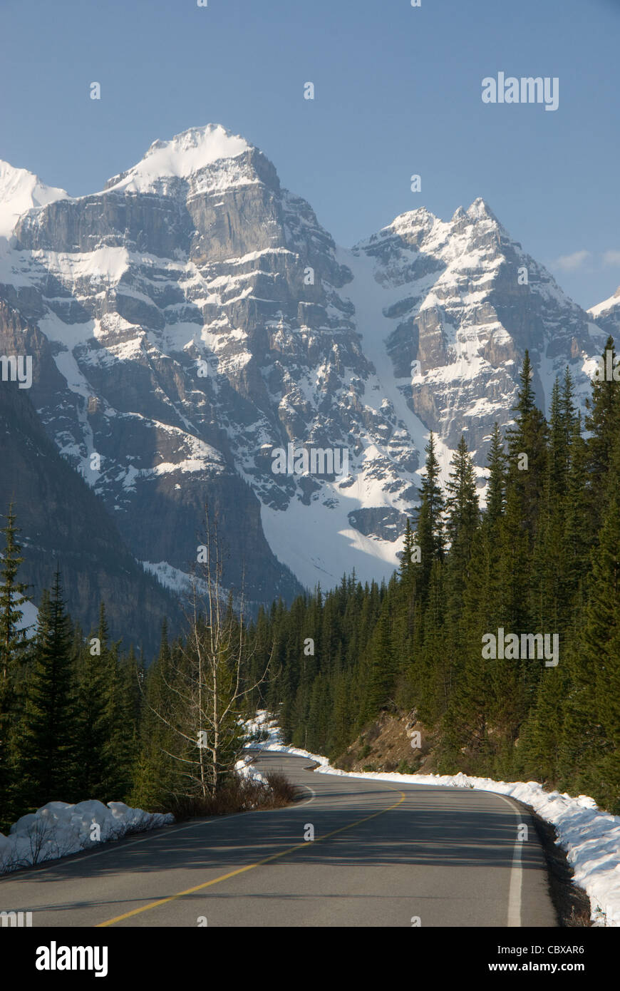 Weg zum Moraine Lake, Lake Louise, Banff, Alberta, Kanada Stockfoto