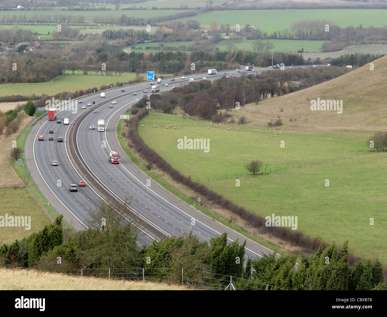 Chilterns, Oxfordshire. M40 Autobahn Stockfoto