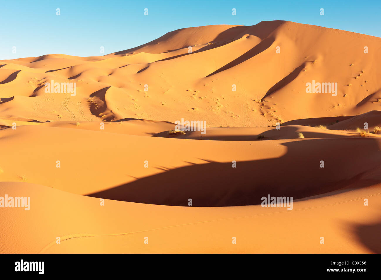 Sanddünen des Erg Chebbi in der Sahara Wüste, Marokko. Stockfoto
