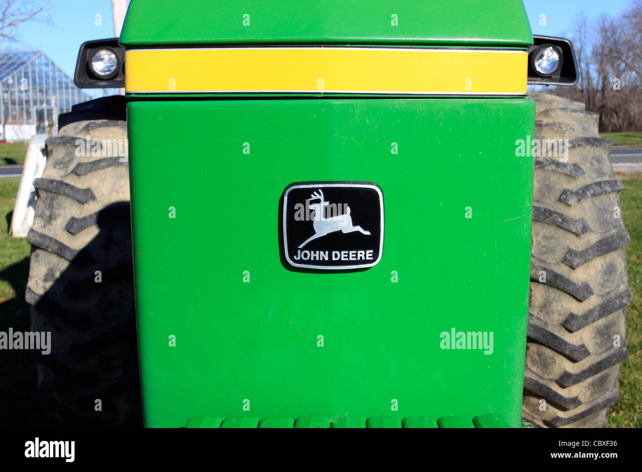 Vorderseite des John Deere Ackerschlepper Long Island NY Stockfoto
