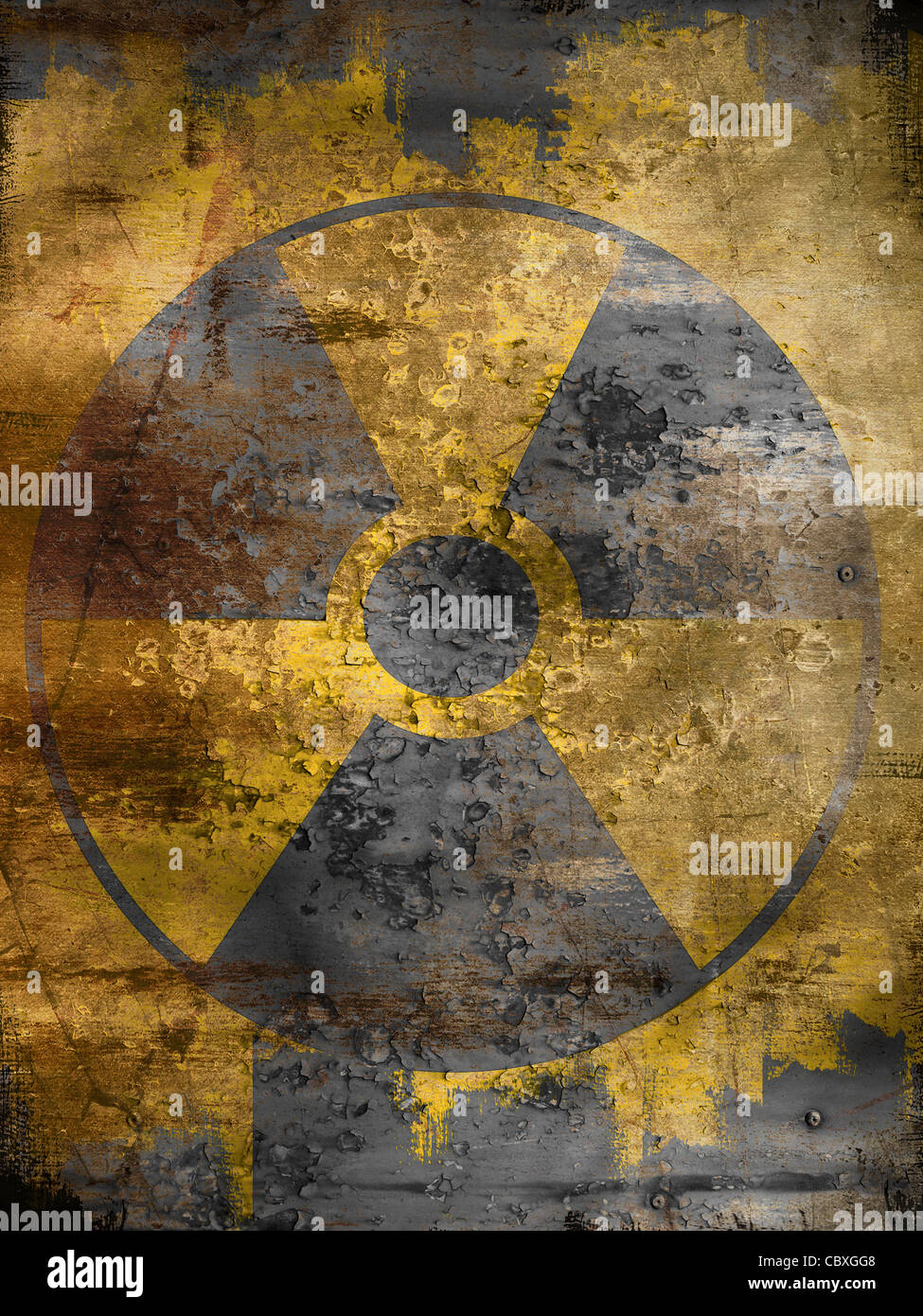 nukleare Symbol auf schmutzigen Hintergrund Stockfoto