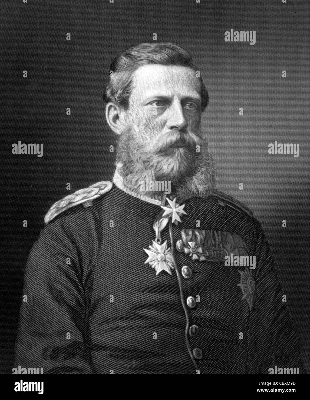 Porträt Friedrichs III. Von Preußen (1831-1888) König von Preußen & Kaiser von Deutschland. c1çth Portrait Gravur von W. Holl oder Vintage Illustration Stockfoto