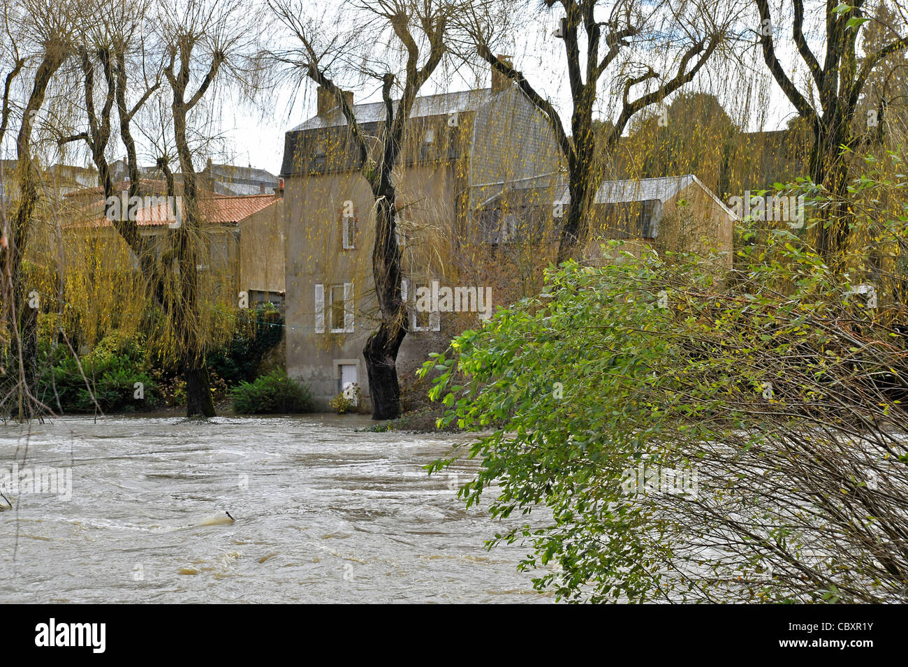 Steigenden Fluten in Parthenay Deux-Sèvres Frankreich Stockfoto