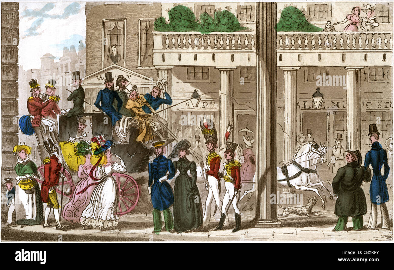 Eine Illustration aus dem "Leben in London", beschriftet: The Grand Lounge: Regent Street, nämlich. Tom und seine Partei aus, die... Stockfoto