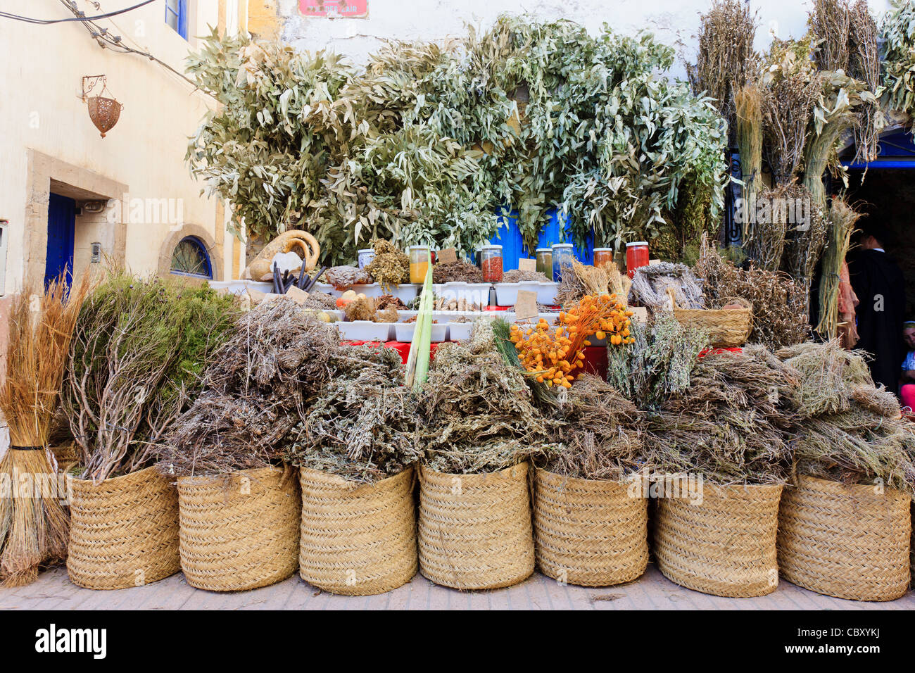 Kräuter-Markt in Essaouira, Marokko, Nordafrika Stockfoto