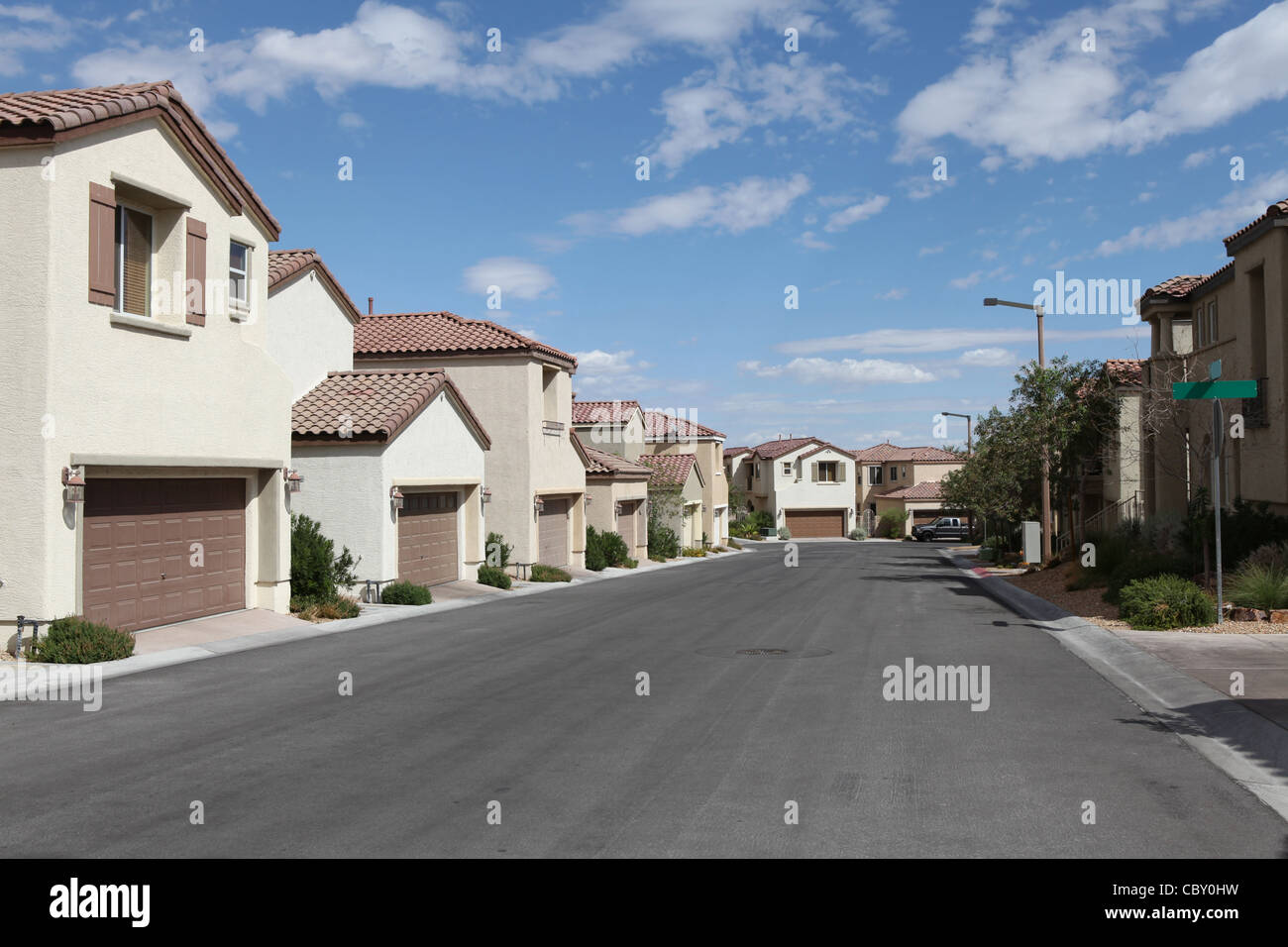 Neue dicht gepackten Einfamilienhäuser in Las Vegas, Nevada. Stockfoto