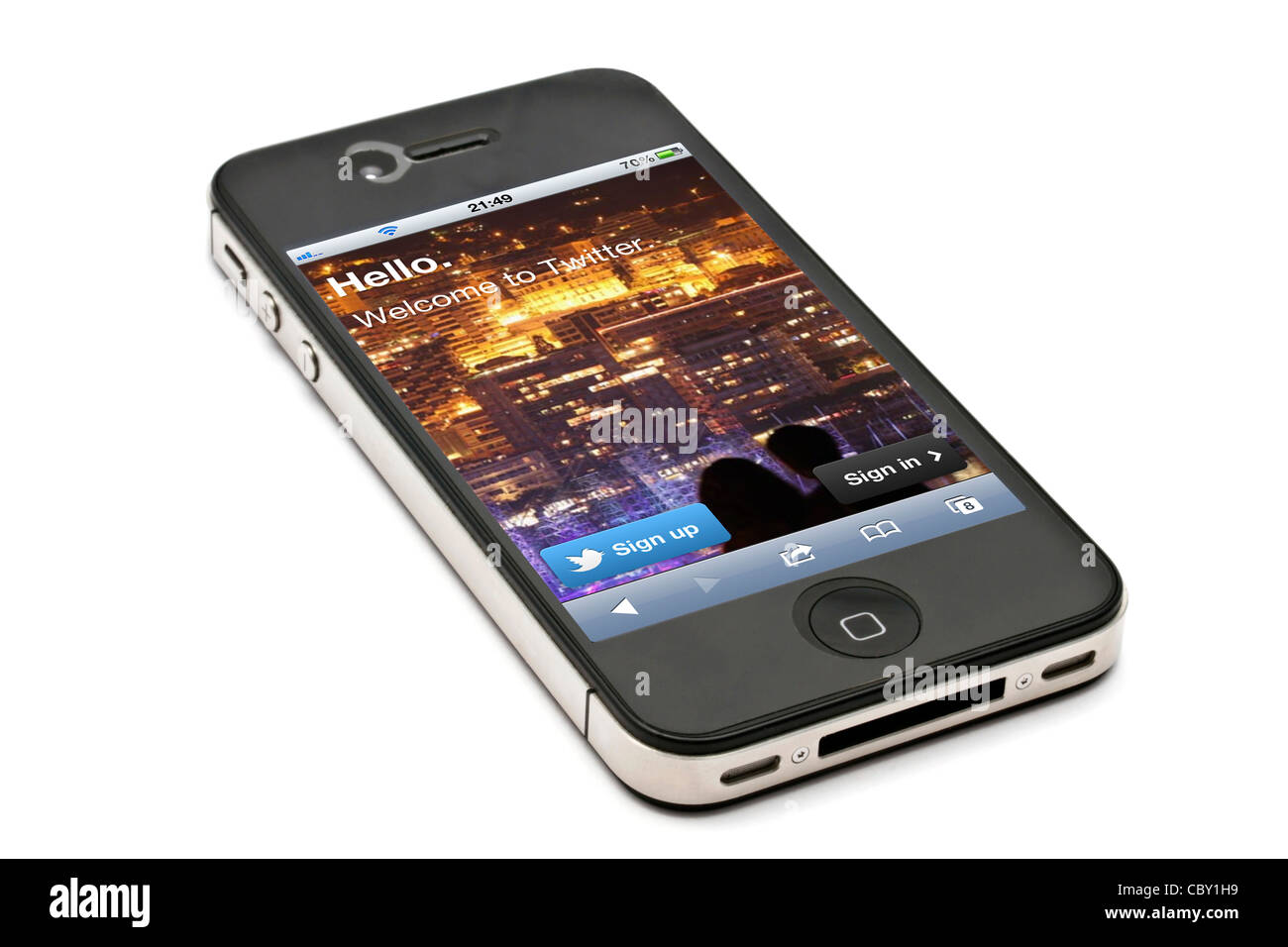 Twitter-Webseite Display auf dem Apple Iphone 4 s Bildschirm Stockfoto