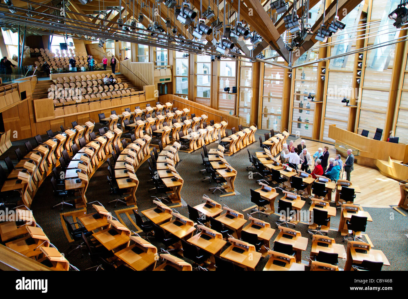 Schottisches Parlament, Innenkammer schottischen diskutieren MSPs, Edinburgh, Schottland Stockfoto