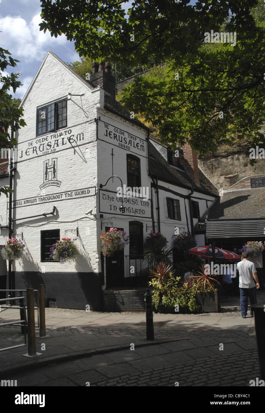 'Olde Trip to Jerusalem' Pub in Nottingham, Vereinigtes Königreich. Ruf, das älteste Pub in England, wurde 1189 gegründet. Stockfoto