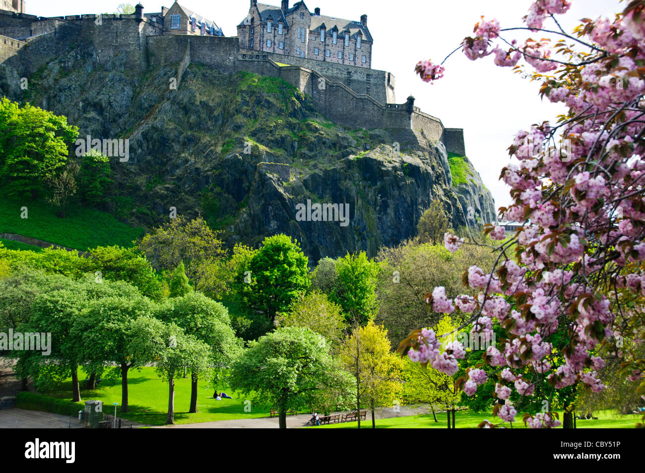 Princess Street Gardens, Zeit Frühlingsblumen, neben Princess Street, Princess Street Gardens, Frühling, Edinburgh, Schottland Stockfoto