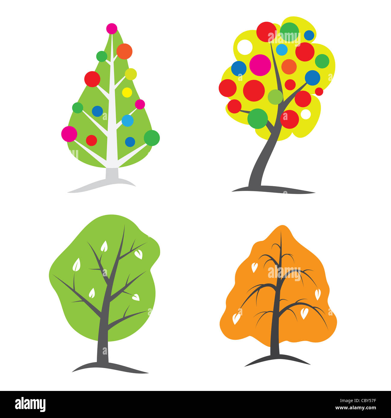 vier Jahreszeiten-Baum-Symbole-Abbildung Stockfoto