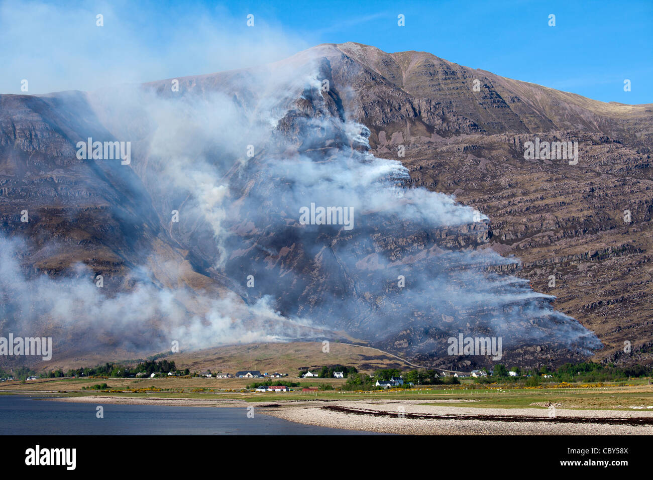 Torridon Hügel Feuer Stockfoto