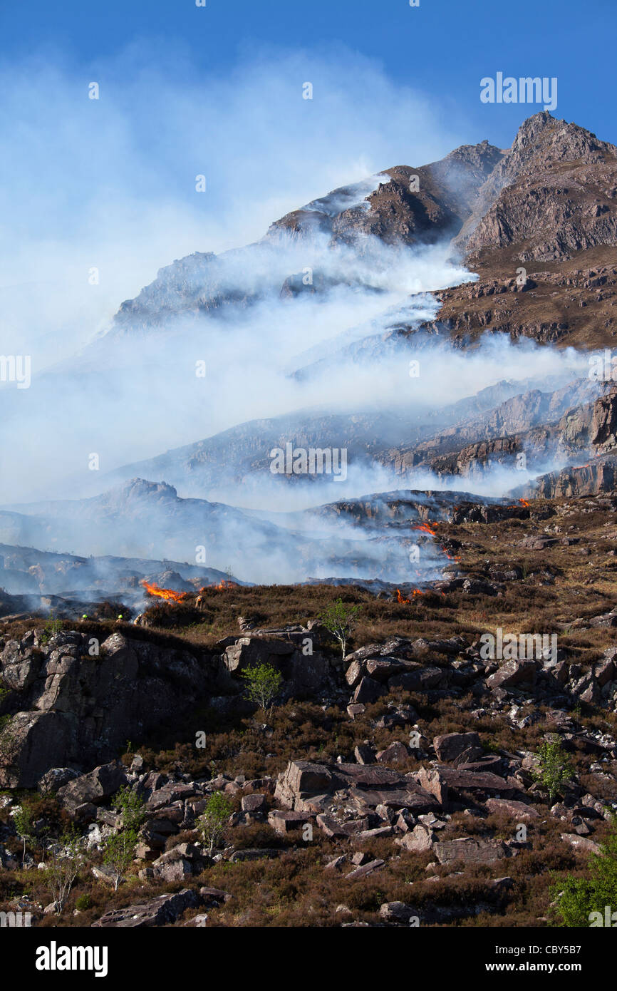 Torridon Hügel Feuer Stockfoto