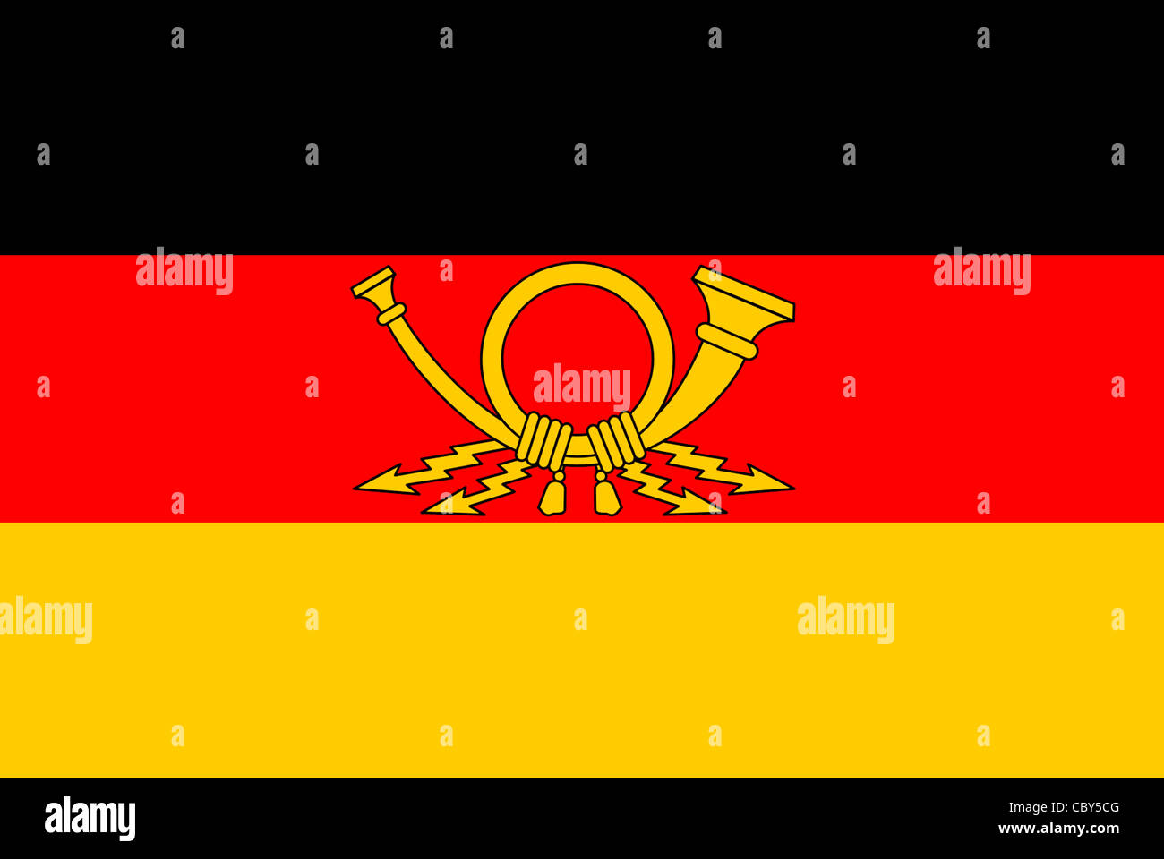 Flagge von der Post der DDR. Stockfoto
