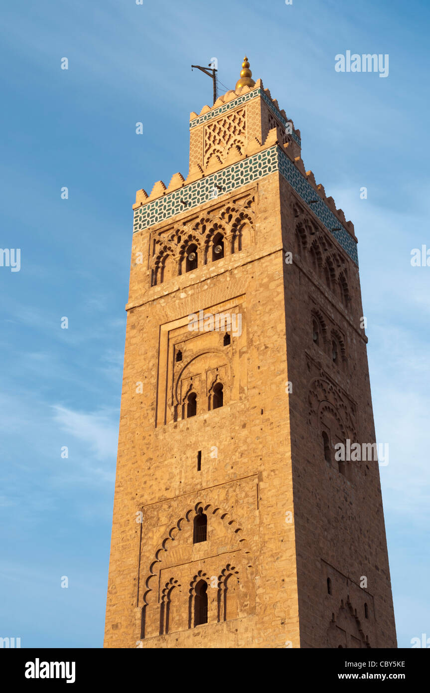 Minarett der Koutoubia-Moschee in Marrakesch, Marokko Stockfoto