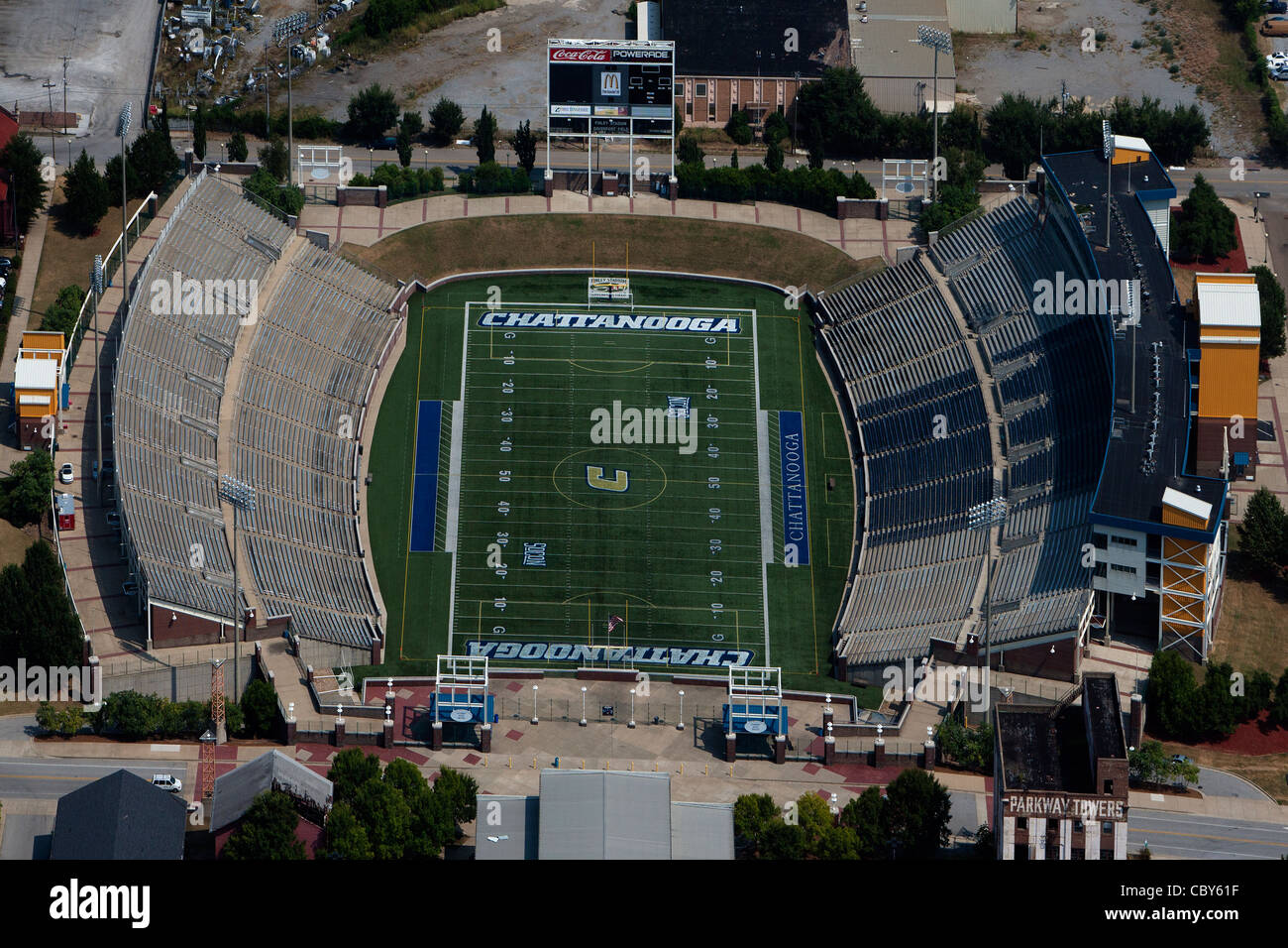 Luftaufnahme Finley Stadium, Davenport Field, Chattanooga, Tennessee Stockfoto