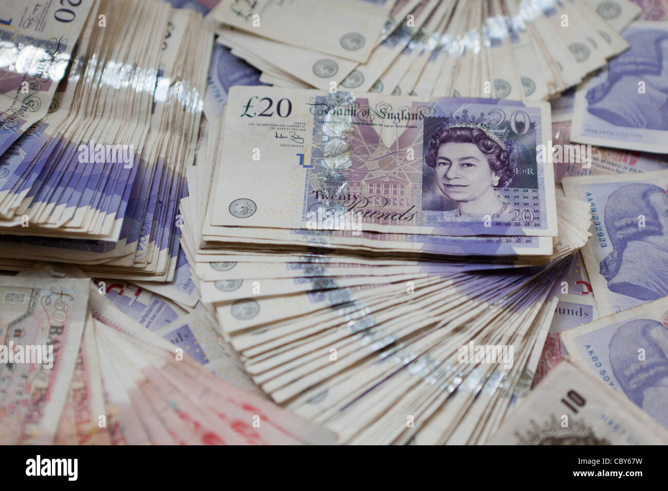 UK Sterling Banknoten-20 Pfund sterling Stockfoto