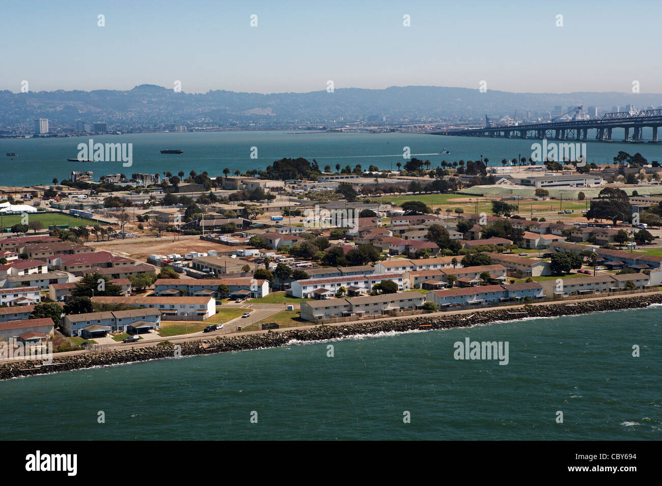 Luftaufnahme von Treasure Island, San Francisco Stockfoto