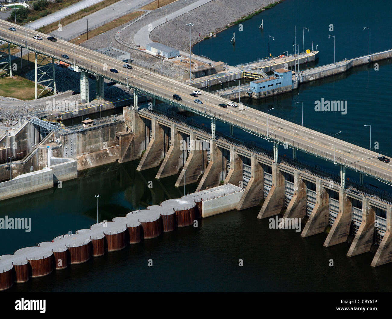Luftaufnahme Chickamauga Dam Tennessee River Chattanooga Stockfoto