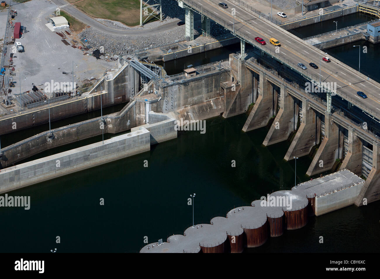 Luftaufnahme Chickamauga Dam Tennessee River Chattanooga Stockfoto