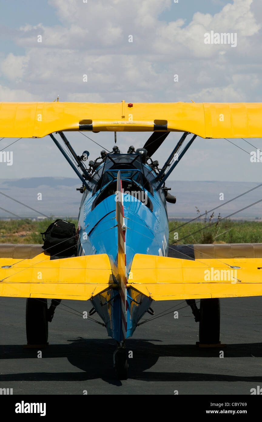 Offenes Cockpit Doppeldecker Stearman PT-13 b Stockfoto