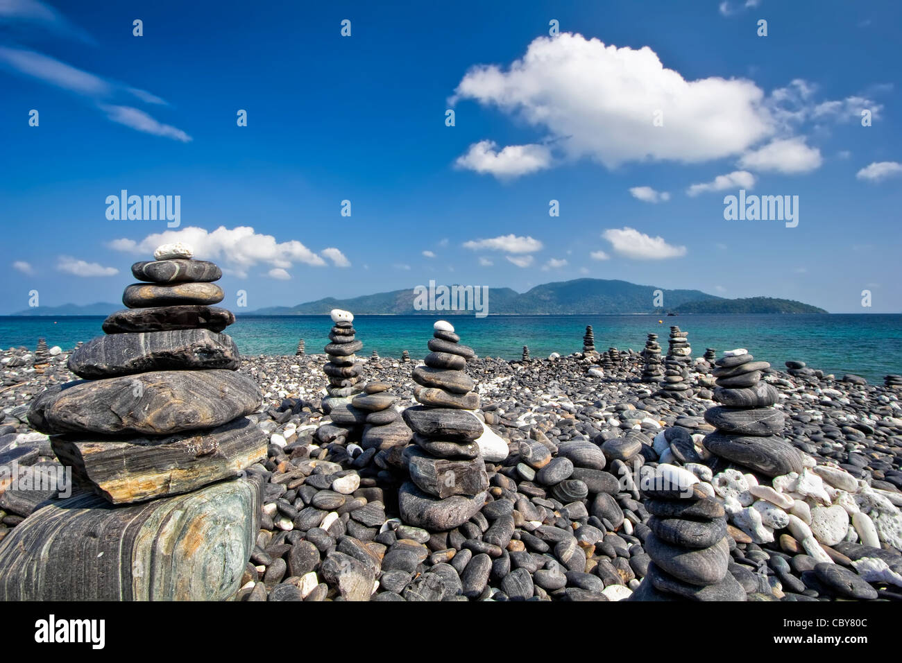 Thailands "Stonehenge" am Koh Hin Ngam (Insel) befindet sich im Tarutao Marine Park in der Provinz Satun, Süd-Thailand. Stockfoto