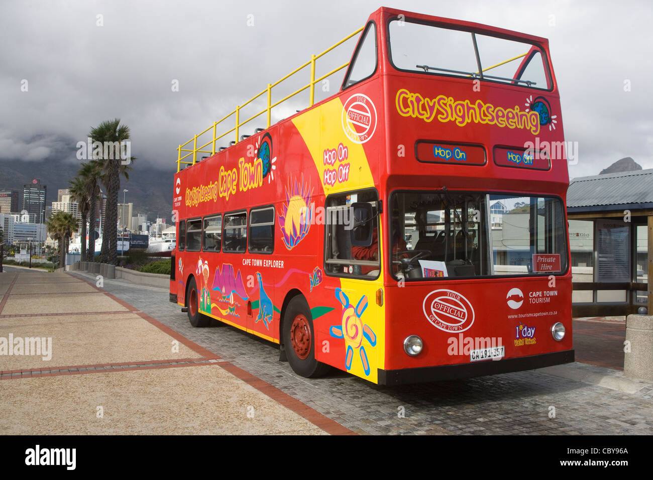 Kapstadt: Waterfront V & A - Tour-bus Stockfoto
