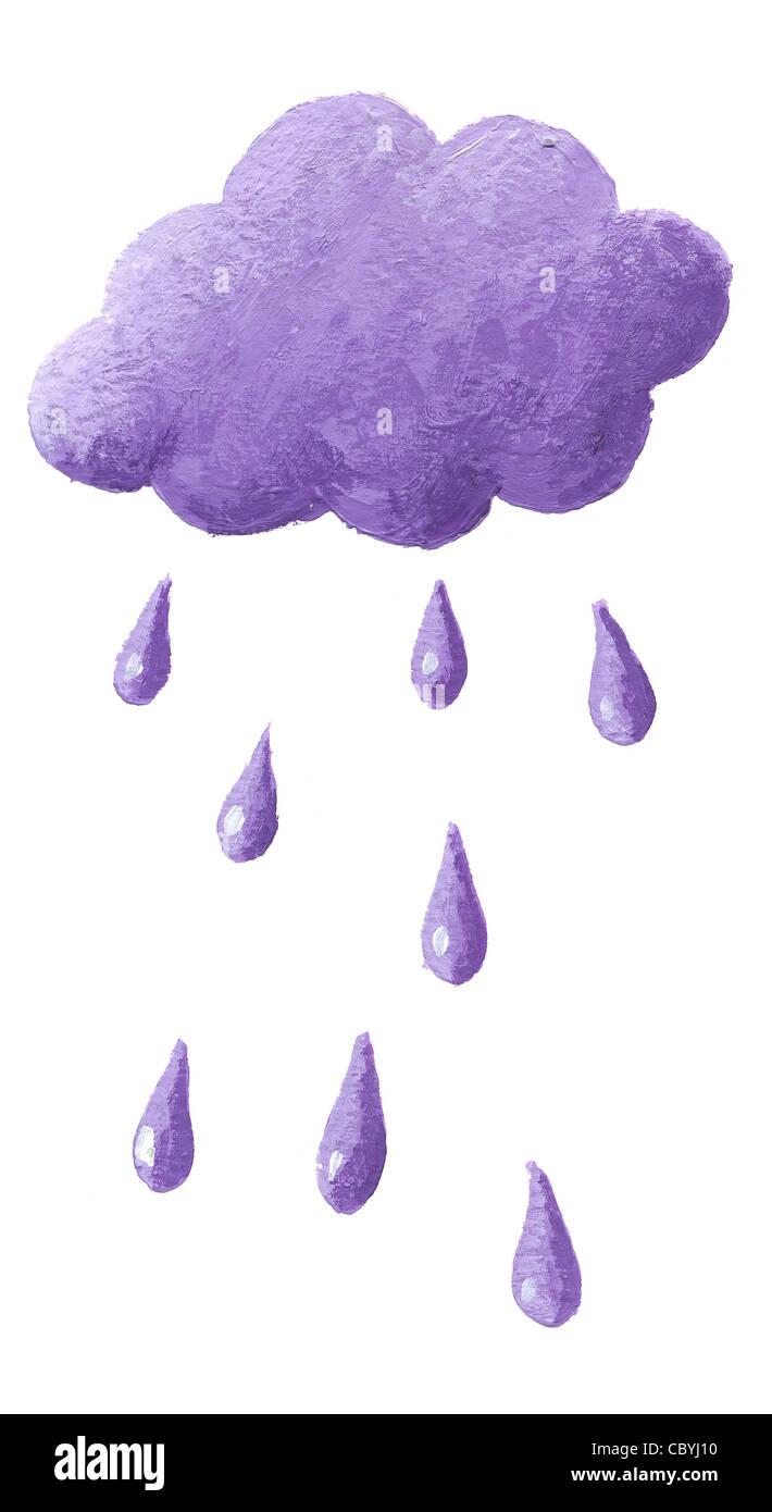 Illustration von lila Wolke und purple rain Stockfoto